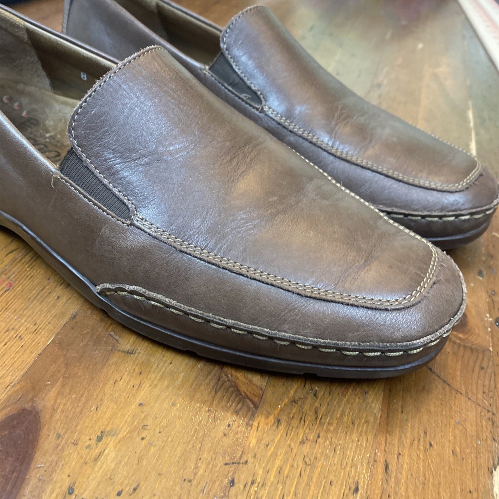 Mephisto Slip on Loafers Driving Shoes Men's 9.5 Cool-Air Brown Leather Moccasin - Picture 7 of 10